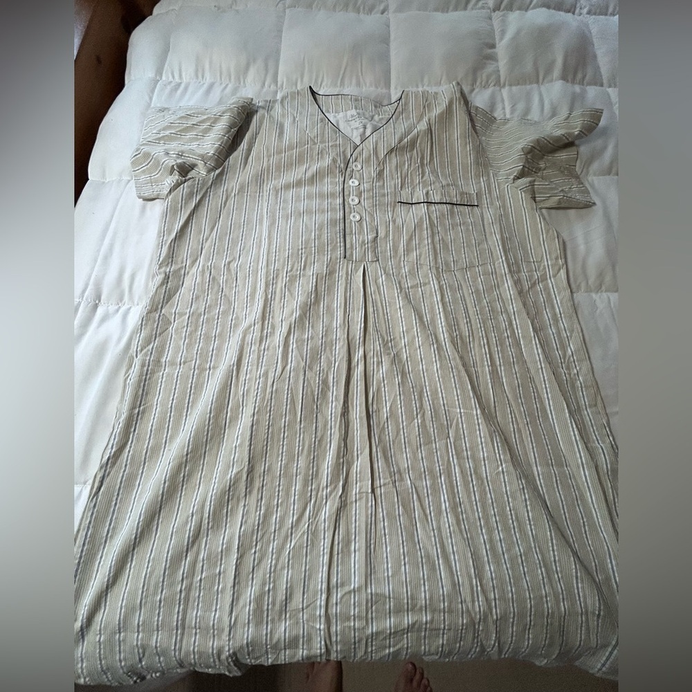 The Vermont Country Store Mens Striped Cotton Nightshirt 2X